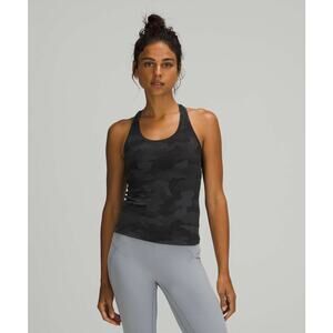 Lululemon Cool Racerback Tank Top in Dark Gray Camo size 4